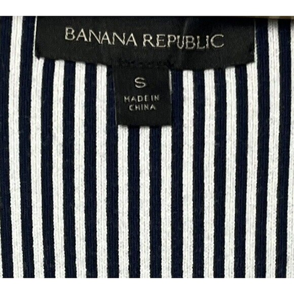 Banana Republic Tank Dress Small White Blue‎ Striped A-Line Preppy Office Career - Picture 3 of 3